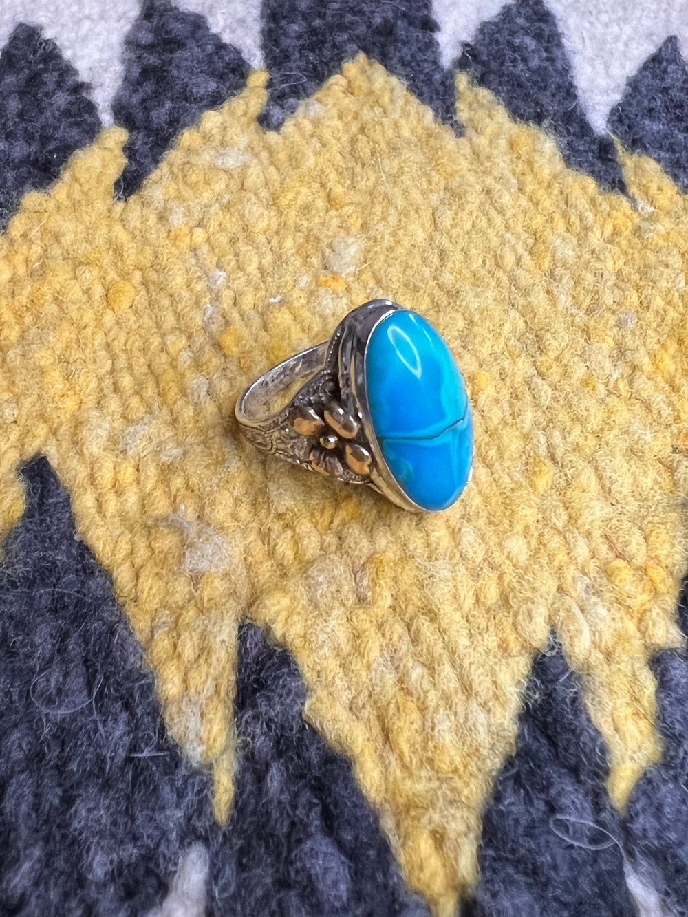 Sterling & 10k Gold Fill Turquoise Ring (6.5)