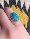Sterling & 10k Gold Fill Turquoise Ring (6.5)