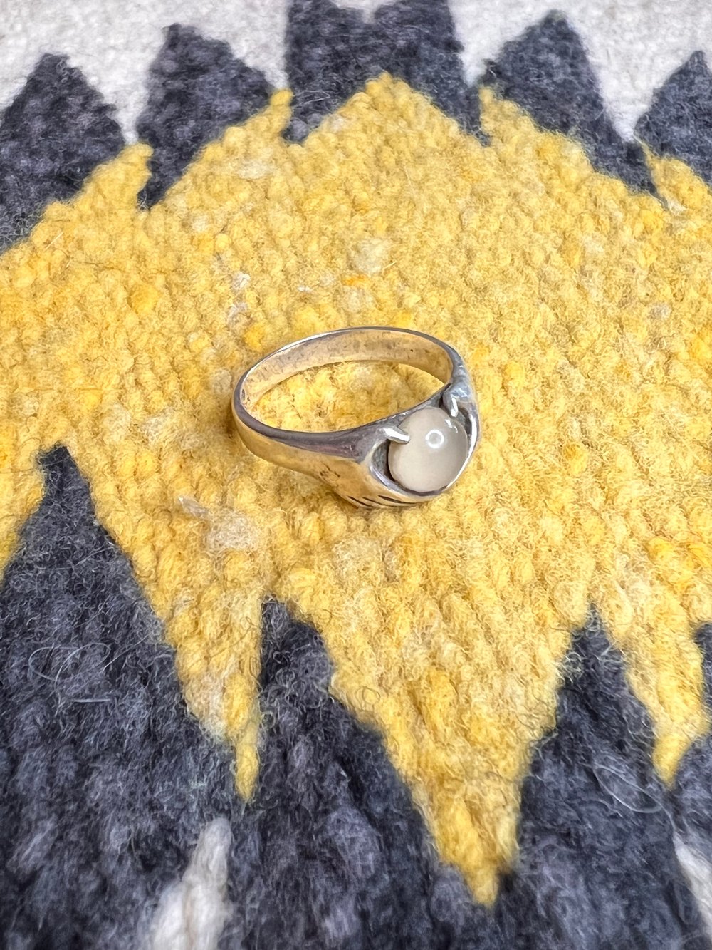 Sterling Hands & Moonstone Ring (8.5)