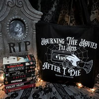 Image 1 of Mourning The Movies I'll Miss After I Die- VHS Mourning Hand Zippered Tote Bag