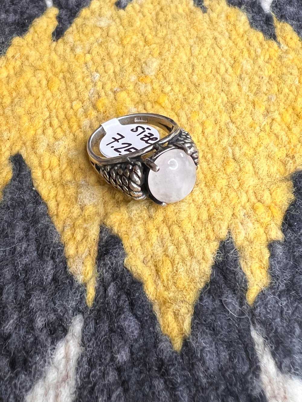 Sterling Twisted Detail & Moonstone Ring (7.25)