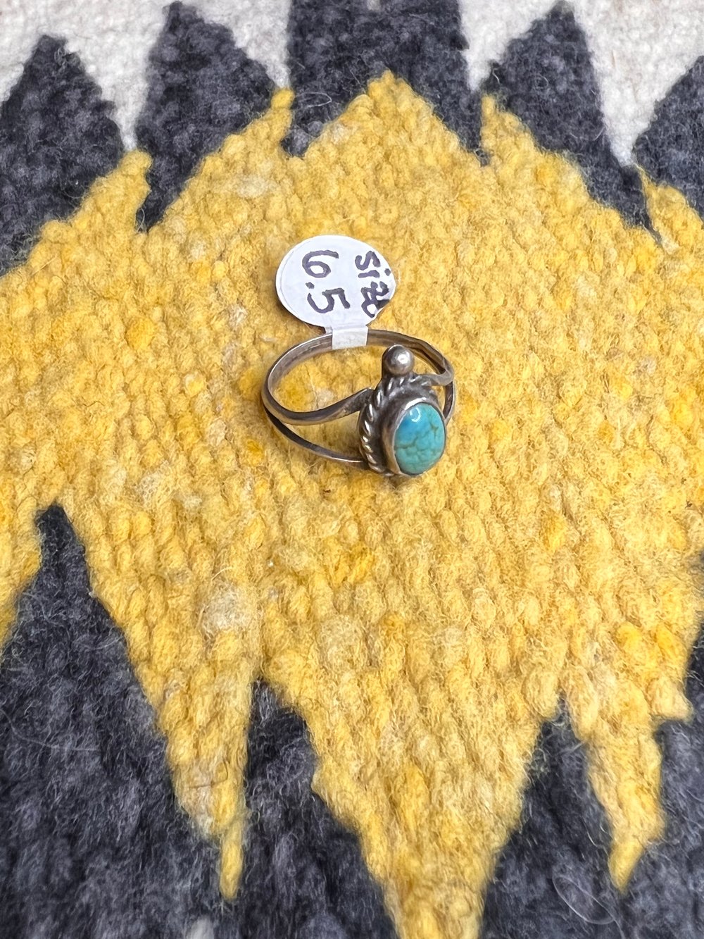 Sterling & Petite Turquoise Ring (6.5)