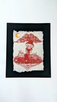 Image 2 of 𝒟𝓇𝑒𝒶𝓂𝓎 𝐵𝓁𝓊𝑒, Toadstool Princess - Linocut Print 
