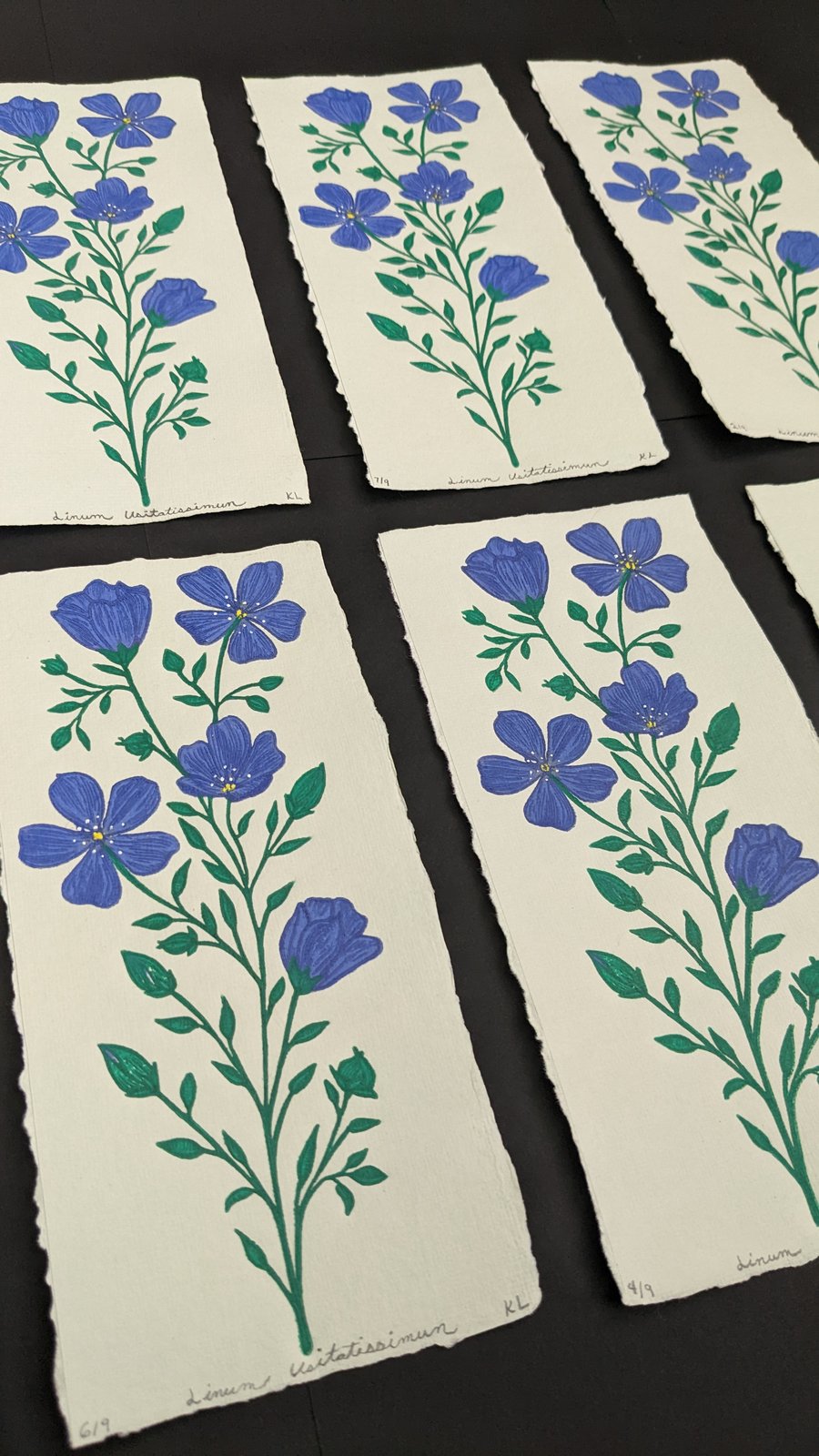 Linum Usitatissimun - Reduction Linocut Print | Tediouslittlethings