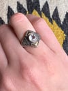 Sterling/GF Mini Hematite & Clear Stone Ring (7.5)
