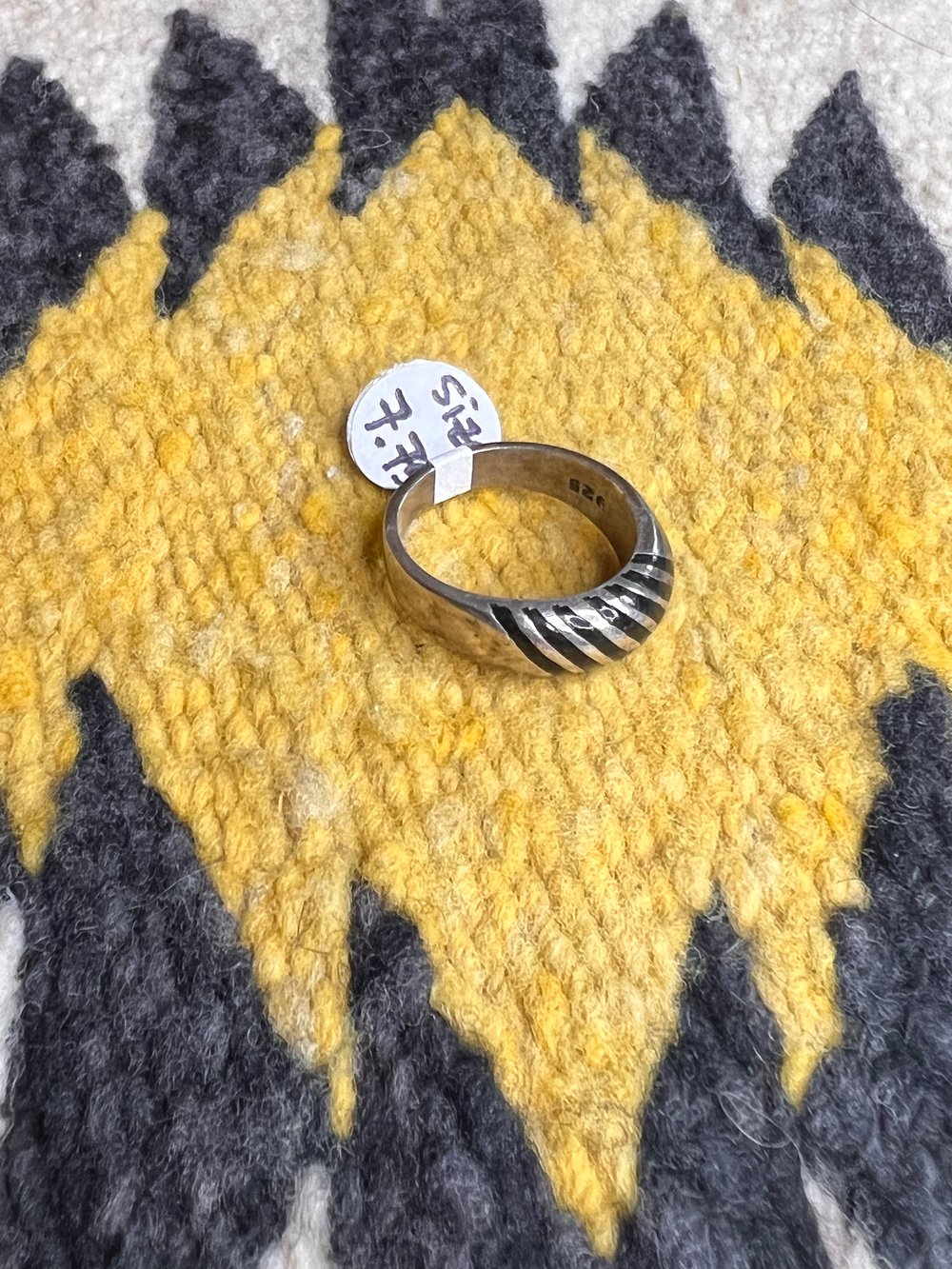 Sterling & Onyx Inlay Ring (7.75)