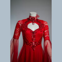 Image 2 of Red vampire Gothic wedding gown maxi dress 