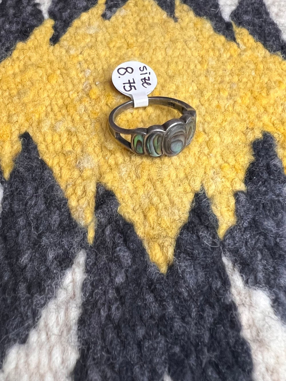 Sterling & Abalone Moon Phase Ring (8.75)