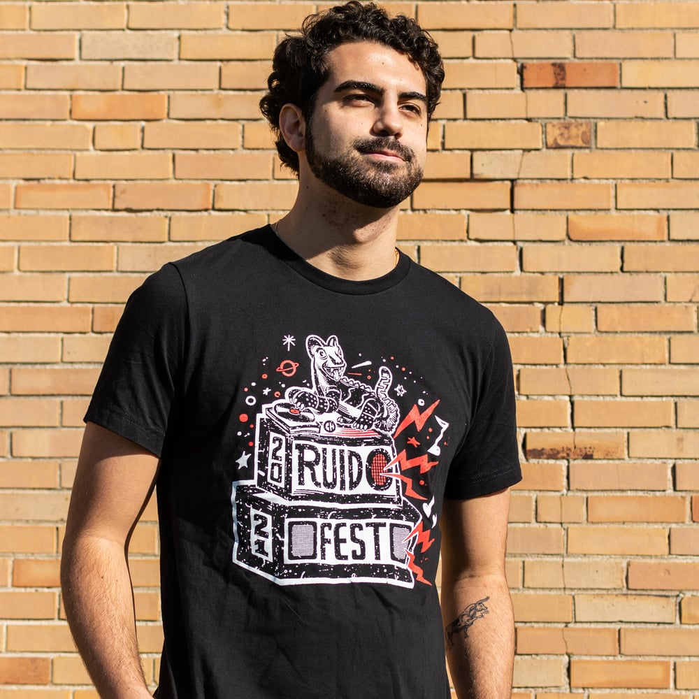 Image of Ruido Fest 2021 T-Shirt - Feline Dj in Red