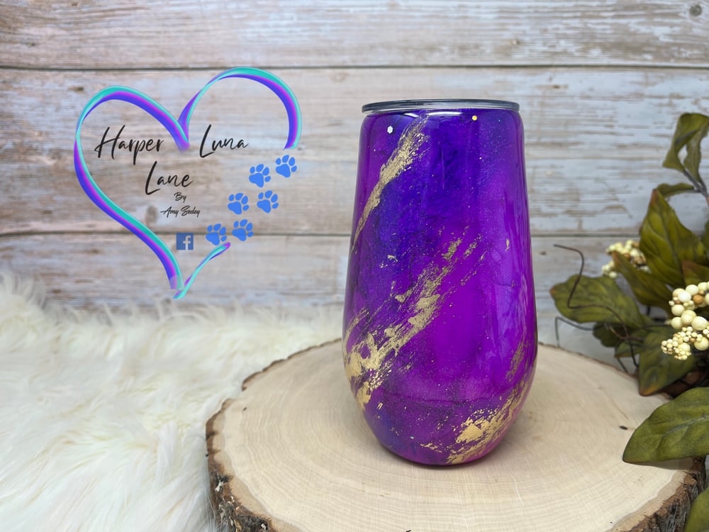 Image of 17oz Purple It Takes a Village and a Vineyard Wine Tumbler
