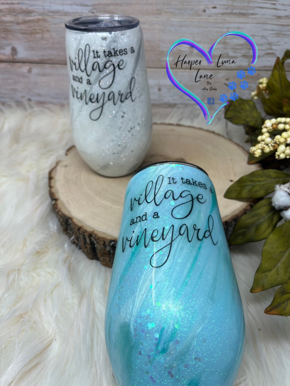 Image of 17oz Mint It Takes a Village and a Vineyard Wine Tumbler
