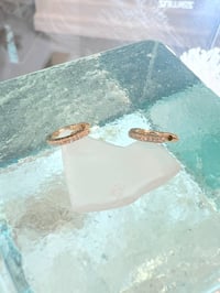 Image 3 of 14k solid gold diamond hoop earrings (9mm, 10mm)