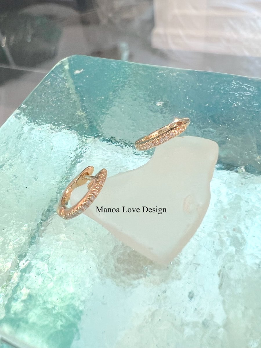 14k solid gold diamond hoop earrings (9mm, 10mm) Manoa Love Design