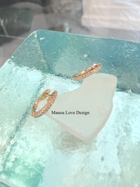 Image 1 of 14k solid gold diamond hoop earrings (9mm, 10mm)