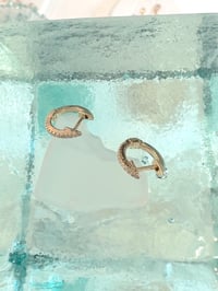 Image 2 of 14k solid gold diamond hoop earrings (9mm, 10mm)