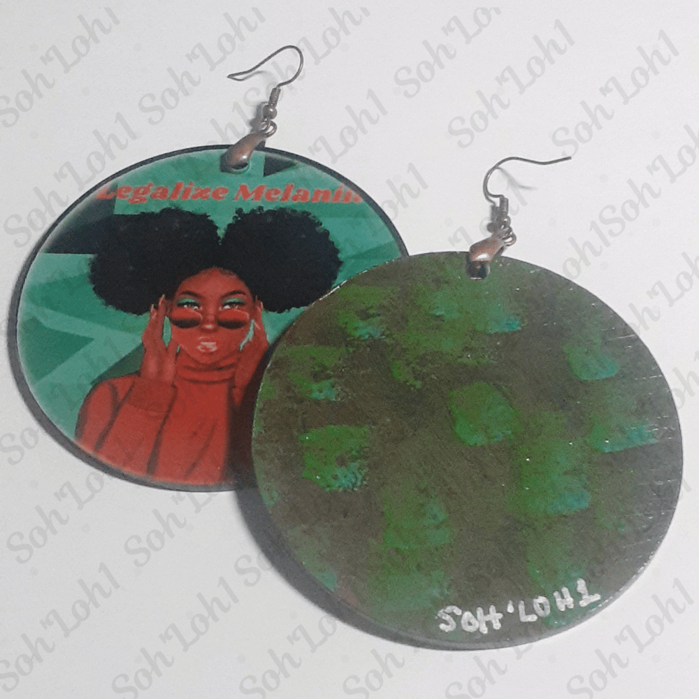 Image of Legalize Melanin, Urban, Black Art, Dangling Earrings