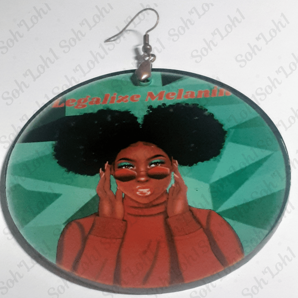 Image of Legalize Melanin, Urban, Black Art, Dangling Earrings