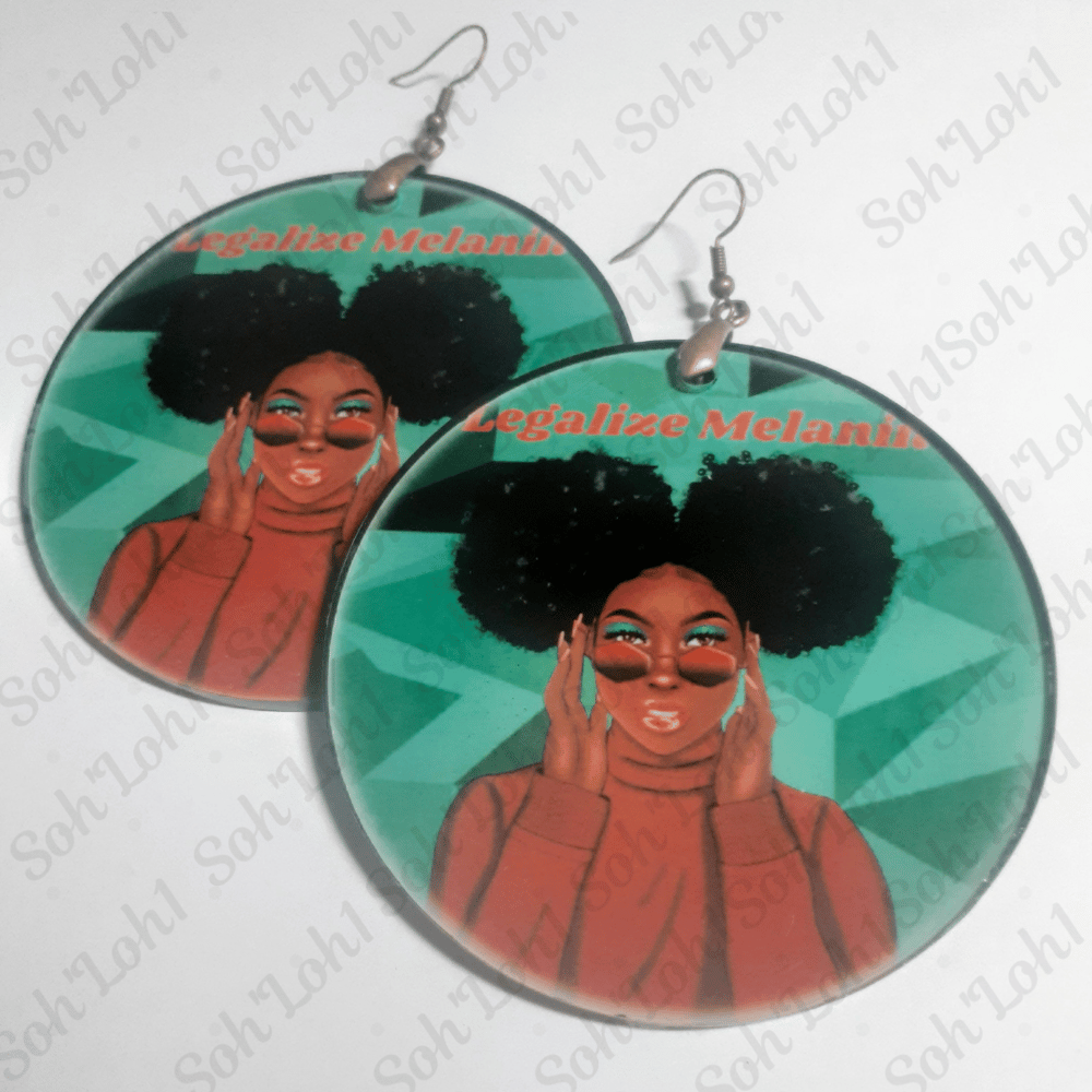 Image of Legalize Melanin, Urban, Black Art, Dangling Earrings