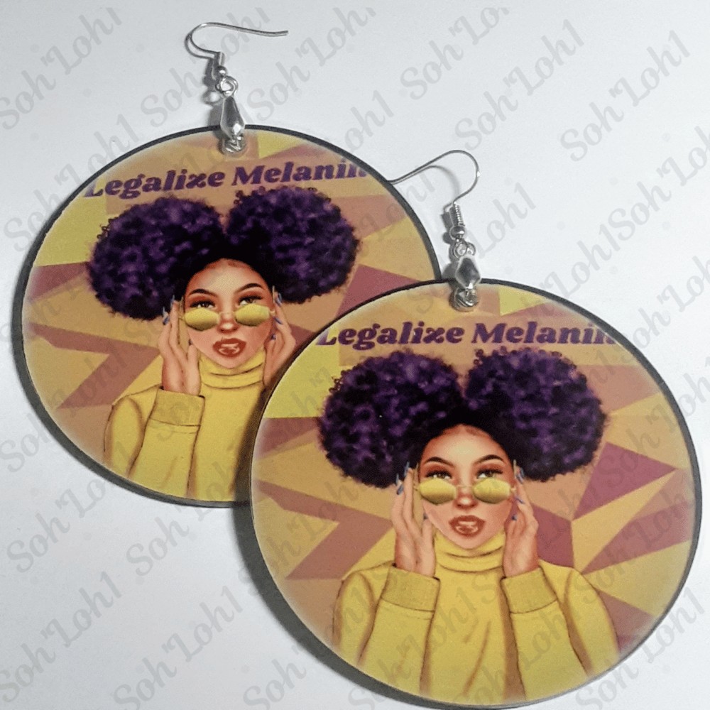 Image of Custom, Wearable Art, Legalize Melanin, Sublimation Earrings