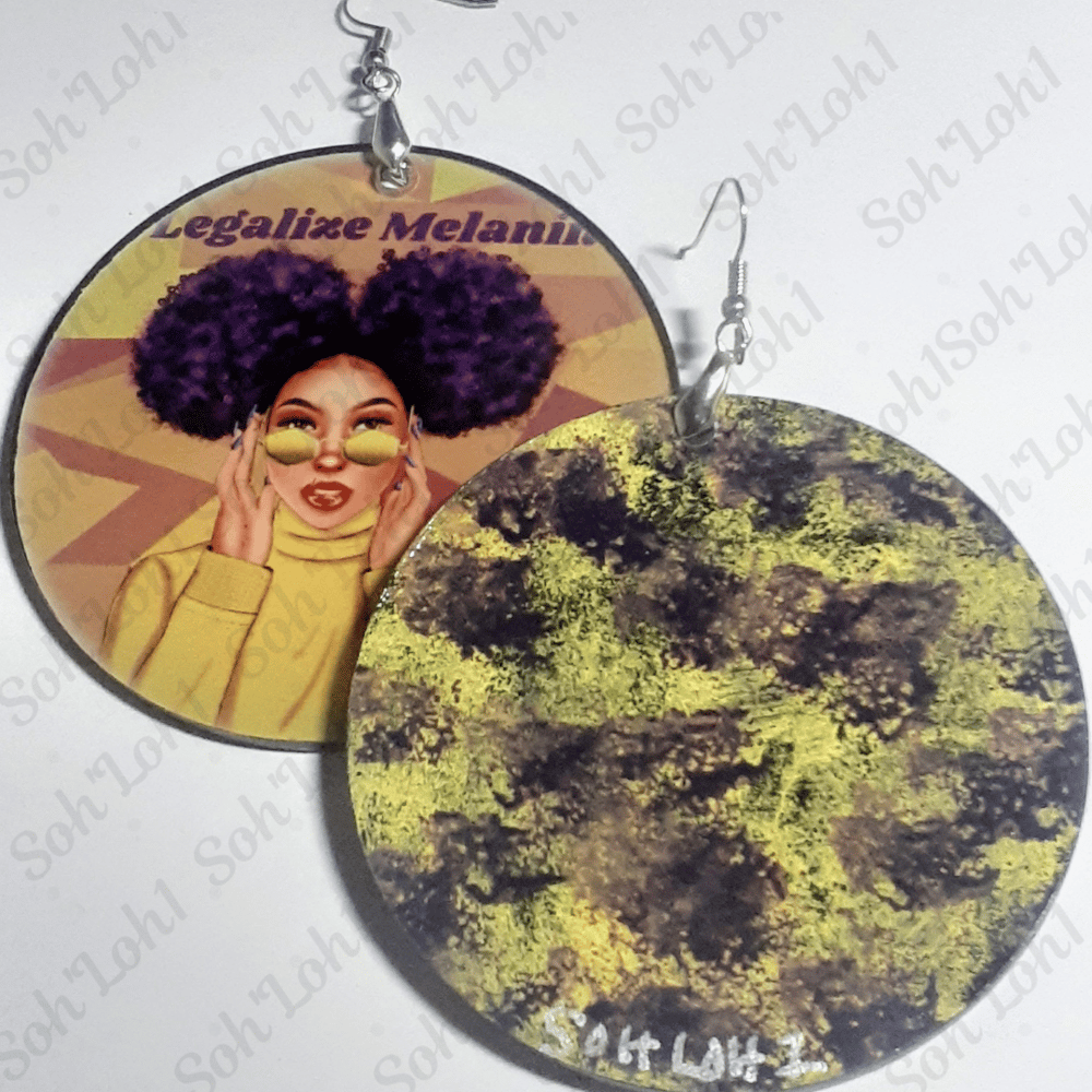 Image of Custom, Wearable Art, Legalize Melanin, Sublimation Earrings