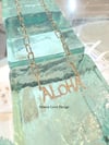 14k diamond ALOHA Paperclip necklace 