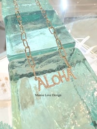 Image 1 of 14k diamond ALOHA Paperclip necklace 