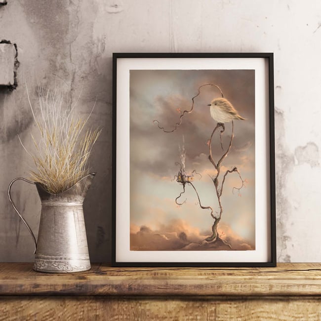 Riroriro ( Grey Warbler ) Art Print Limited edition