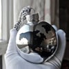 HANDCRAFTED GLOBE GLASS BALL ORNAMENT 3" Chrome W/ Black Vinyl