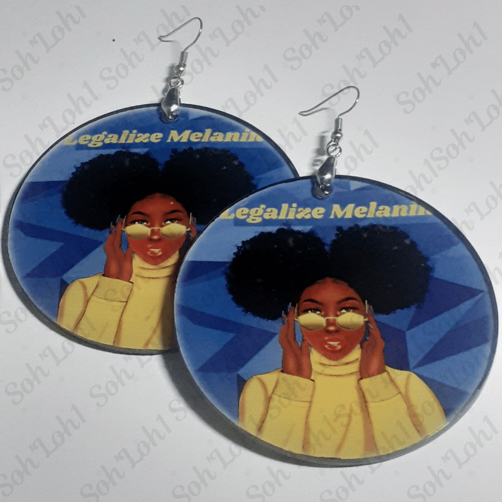 Image of Black Culture, Custom, Legalize Melanin, Hoop Earrings