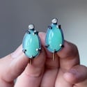 Chrysoprase Earrings with Diamonds