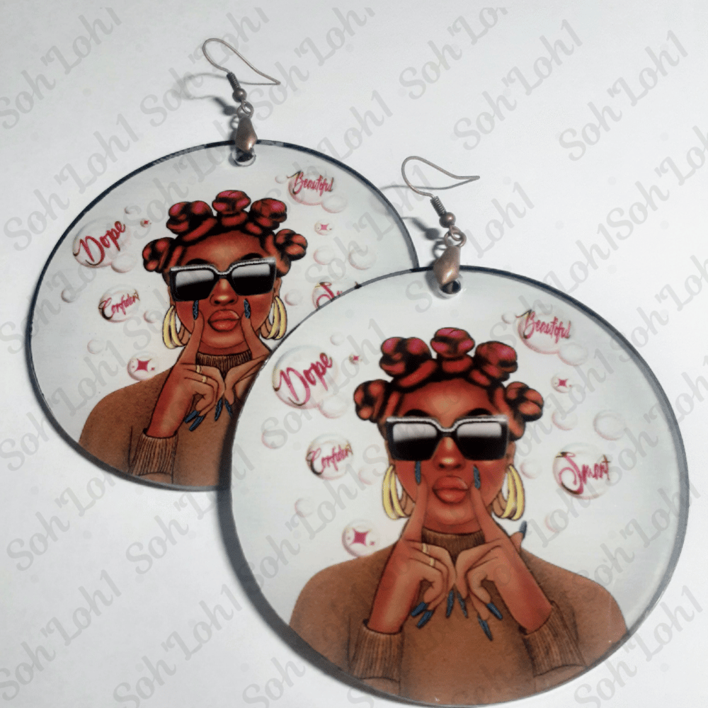 Image of Beautiful, Natural Hair, Nubian Knots, Urban, Sublimation earrings