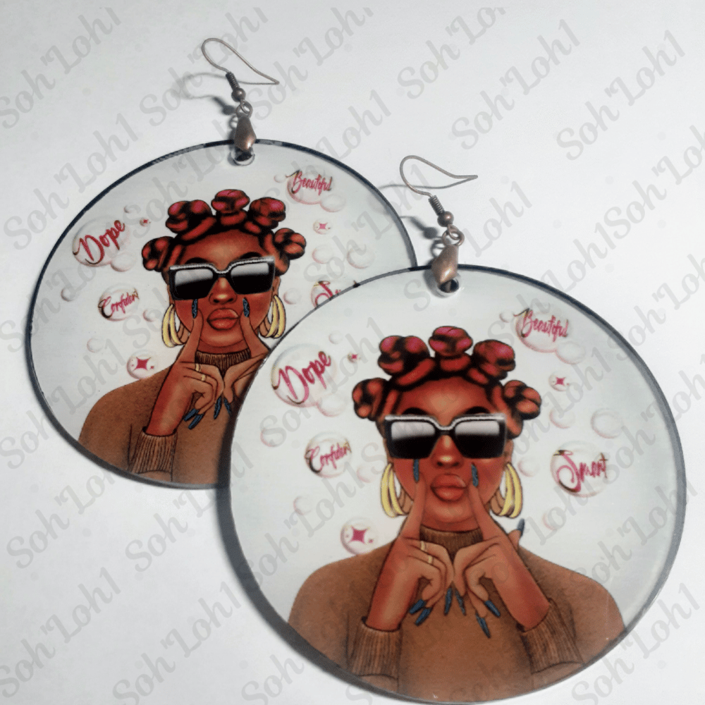 Image of Beautiful Natural Hair Nubian Knots Urban Sublimation earrings
