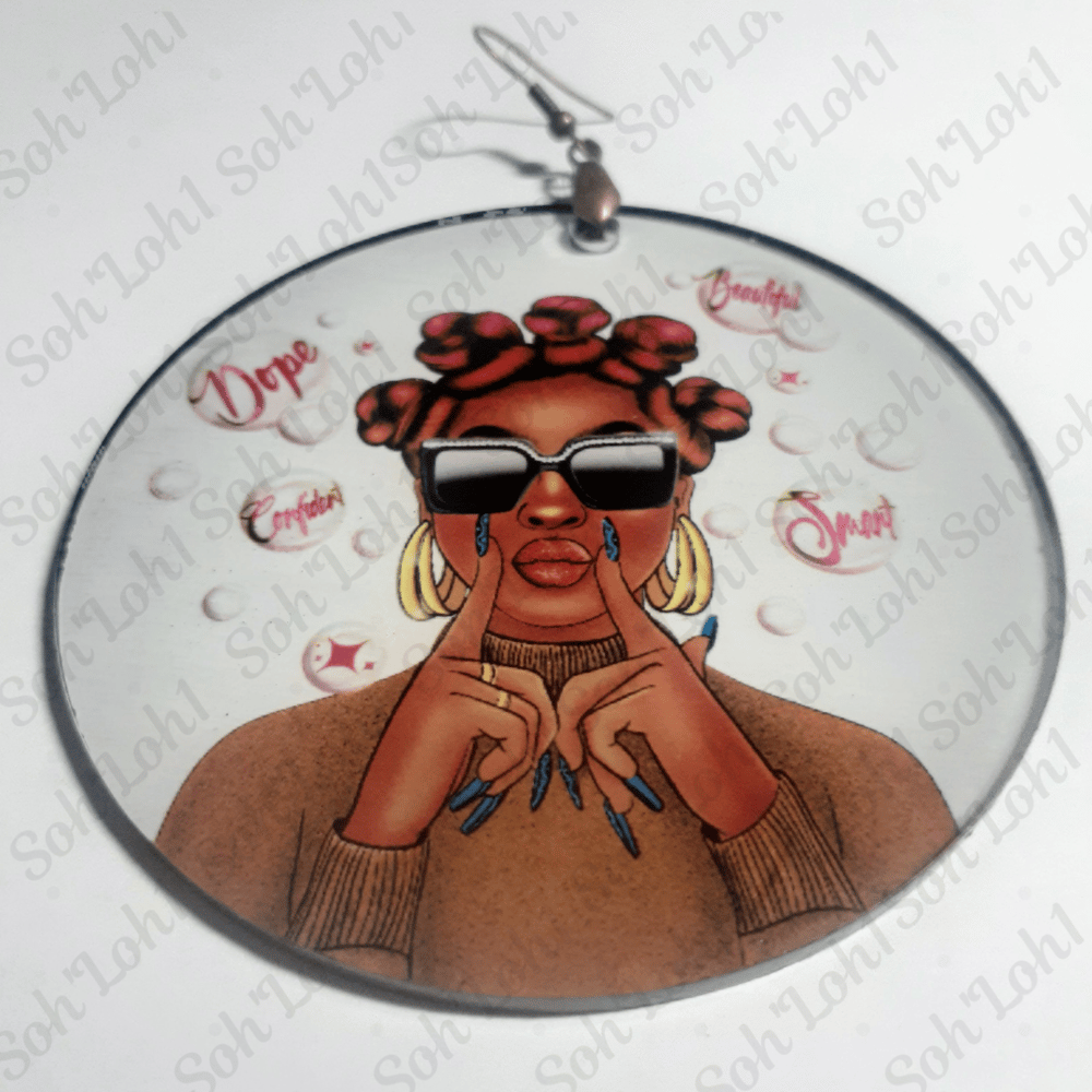 Image of Beautiful Natural Hair Nubian Knots Urban Sublimation earrings