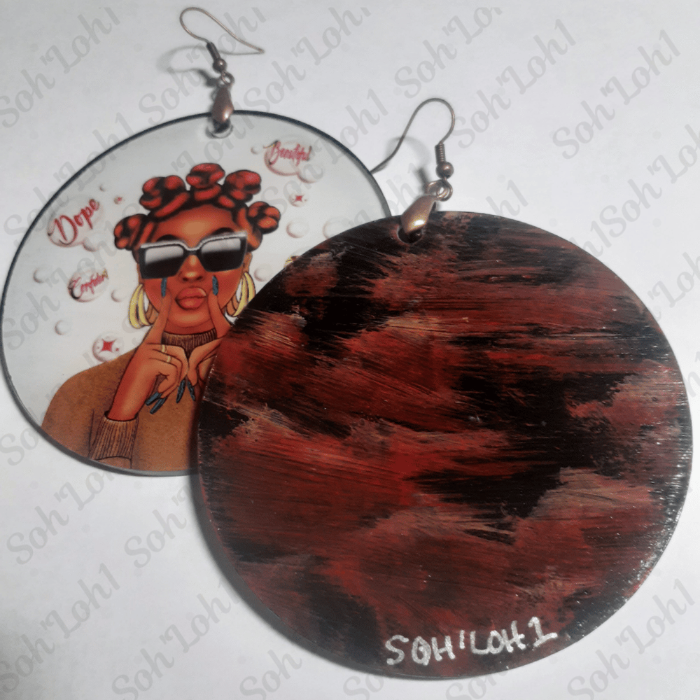 Image of Beautiful Natural Hair Nubian Knots Urban Sublimation earrings
