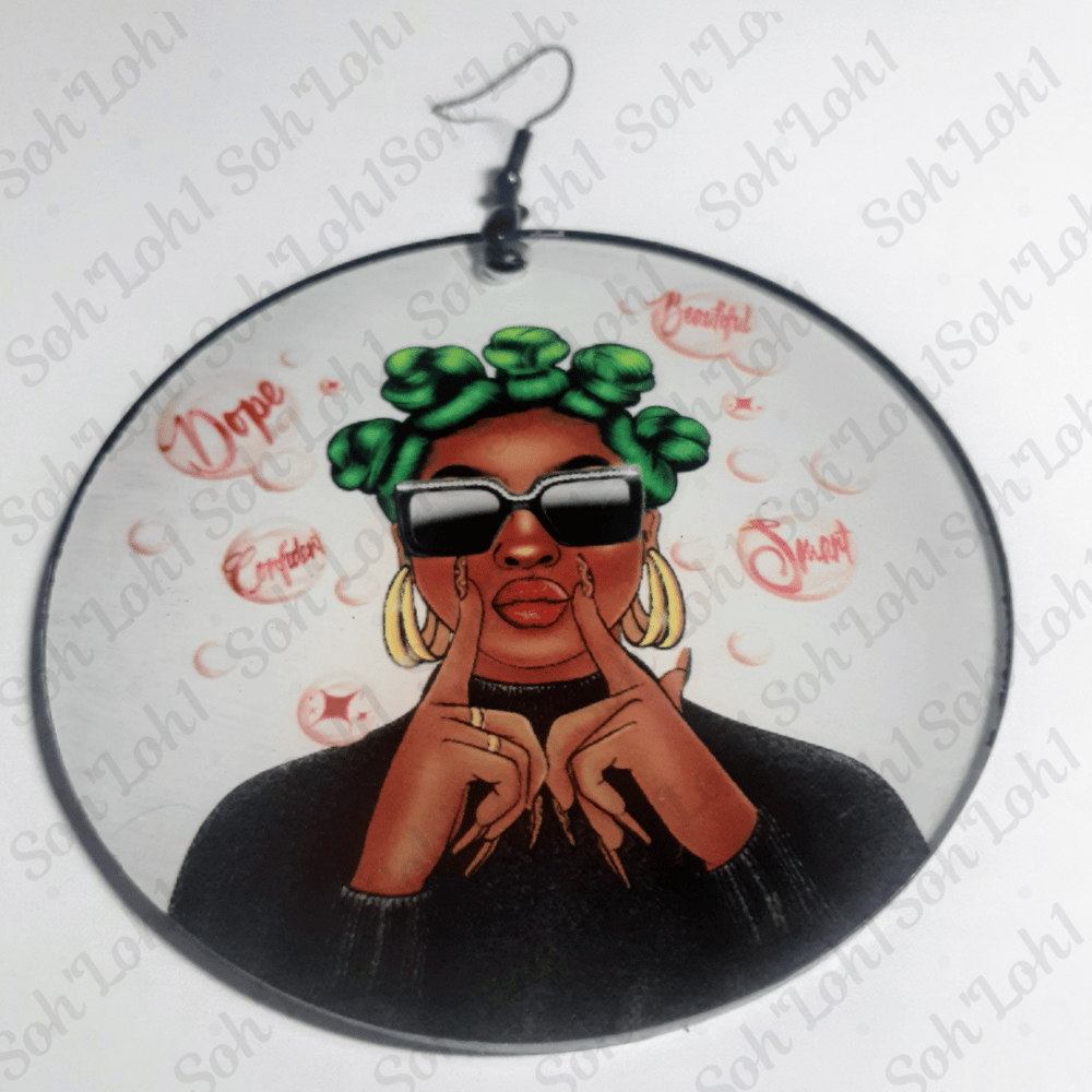 Image of Nubian Knots Colorful Natural Hair Custom Sublimation earrrings
