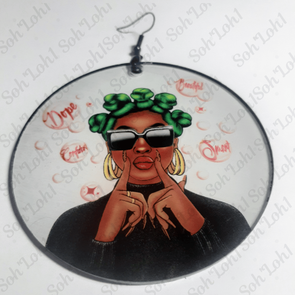 Image of Nubian Knots, Colorful, Natural Hair, Custom, Sublimation earrings