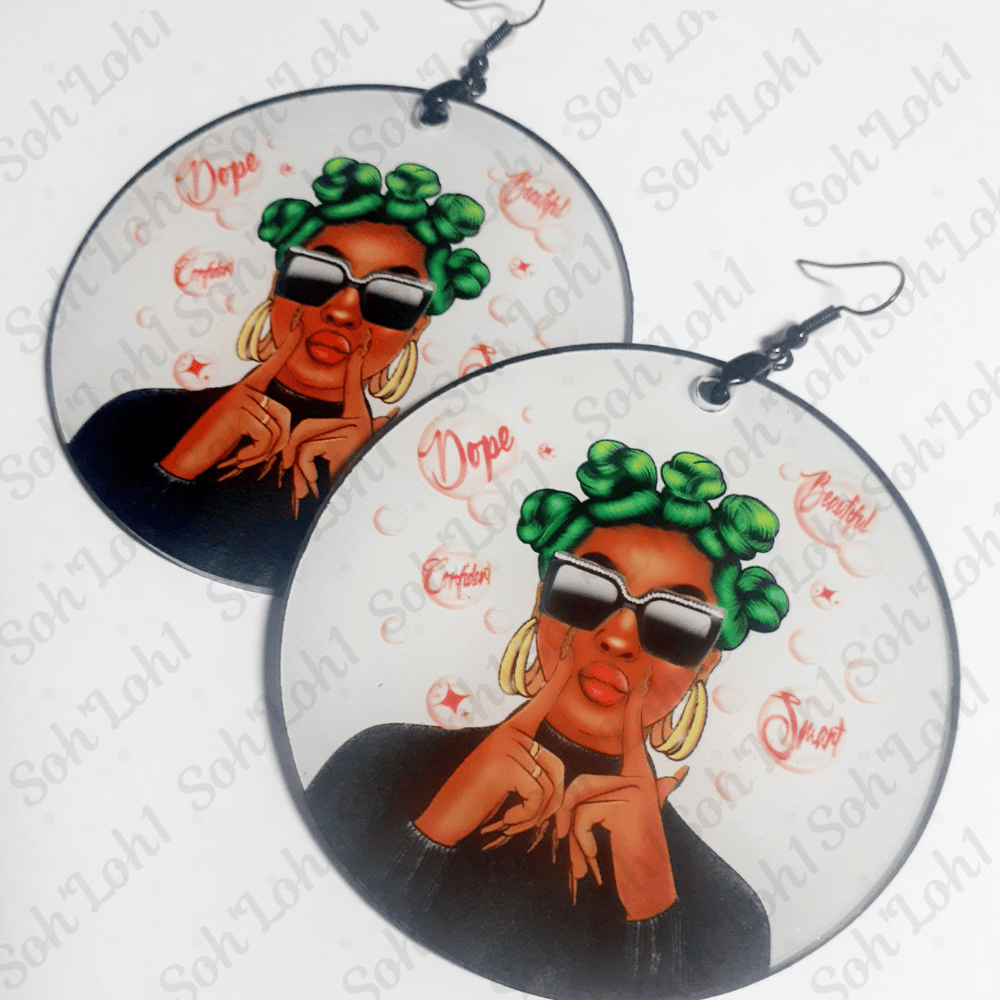 Image of Nubian Knots, Colorful, Natural Hair, Custom, Sublimation earrings