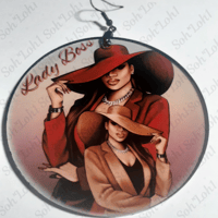 Image 3 of Red Hat, Lady Boss, Trendy, Black Culture, Sublimation earrings