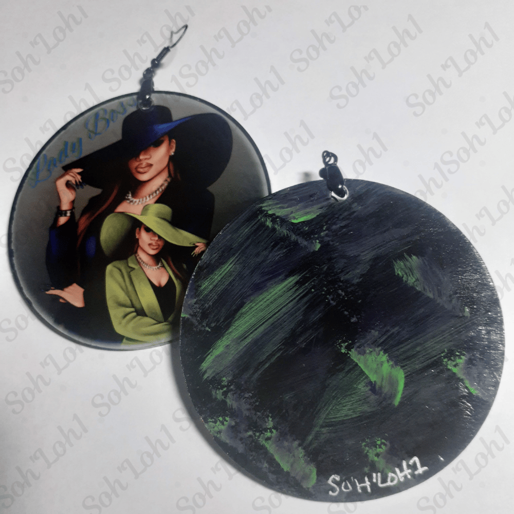 Image of Lady Boss Fashion Hat Black Excellence Sublimation earrings