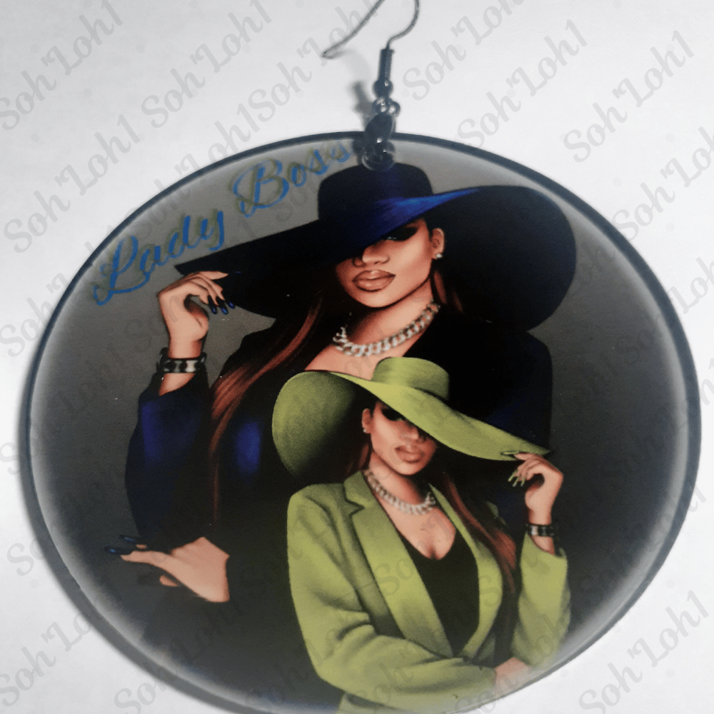 Image of Lady Boss, Fashion, Hat, Black Excellence, Sublimation earrings