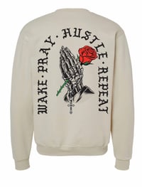 Image 2 of WAKE PRAY HUSTLE SAND CREWNECK