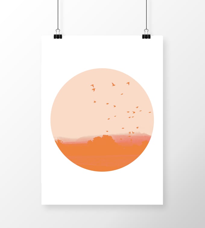 Image of Birds in Flight (orange)