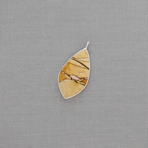 Image of Mookaite Jasper lozenge shape cabochon cut silver necklace