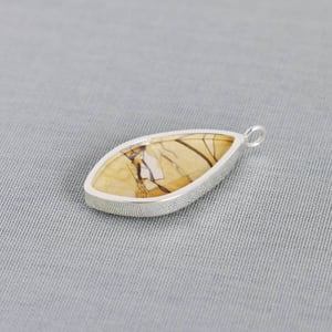 Image of Mookaite Jasper lozenge shape cabochon cut silver necklace