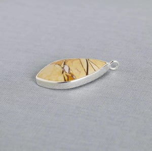 Image of Mookaite Jasper lozenge shape cabochon cut silver necklace