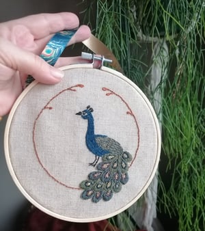 Peacock embroidered hoop 