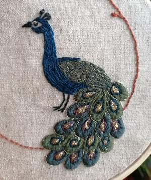 Peacock embroidered hoop 