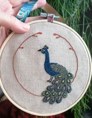 Peacock embroidered hoop 