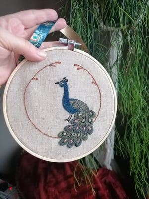 Peacock embroidered hoop 