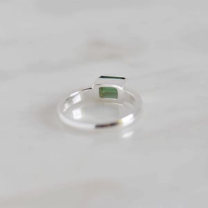 Image of Green Obsidian (Gaia Stone) rectangular cut silver ring